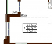 1-комн, 48 кв м, этаж 12/19 Белкинская улица, 34