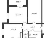 3-комн, 82кв м, этаж 15/19 улица Табулевича, 9 к1