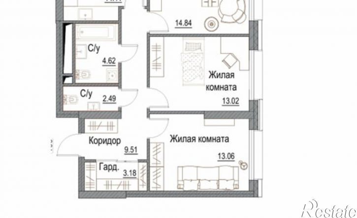 3-комн квартира Долгининская улица, 10