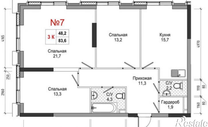 3-комн квартира в новом доме ул Усачева, 3,  д. 3