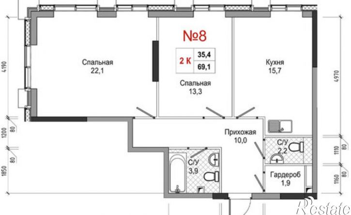 2-комн квартира в новом доме ул Усачева, 3,  д. 3