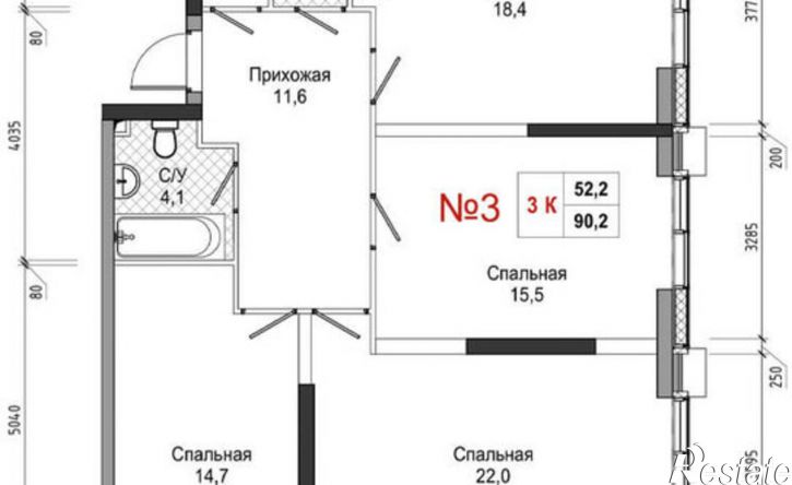 3-комн квартира в новом доме ул Усачева, 3,  д. 3