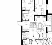 3-комн, 96 кв м, этаж 19/21 Осенняя улица, 17